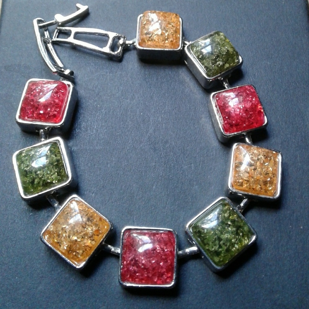 Square Amber Bead Bracelet